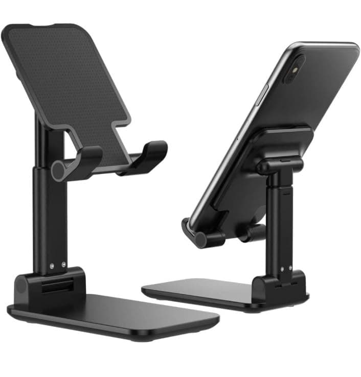REBONICX B-16 Cell Phone Stand, Angle Height Adjustable for Desk, Foldable Cell Phone Holder, Cradle, Dock, Tablet Stand, Case Friendly Compatible with Phone/iPad/Kindle/Tablet