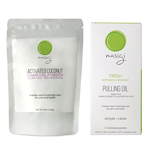 Masigi Activated Charcoal & Fresh Coconut Oil Pulling Mouthwash Bundle