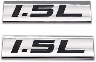 2X Chrome Metal 1.5L Logo Car Emblem Premium 3D 1.5 Badge Auto Door Fender Sticker Side Wing Decal (1.5L,Silver&Black)
