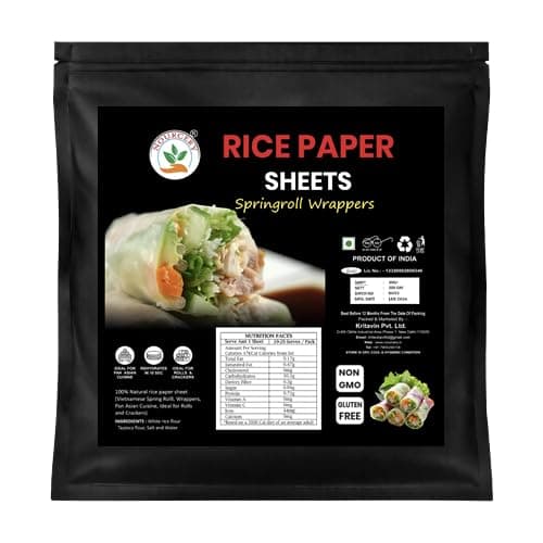 Nourcery Rice Paper Sheets 200g | Gluten-Free Spring Roll Wrappers, 22cm | For Fresh Rolls, Fried Wraps, Dumplings & Vietnamese Dishes