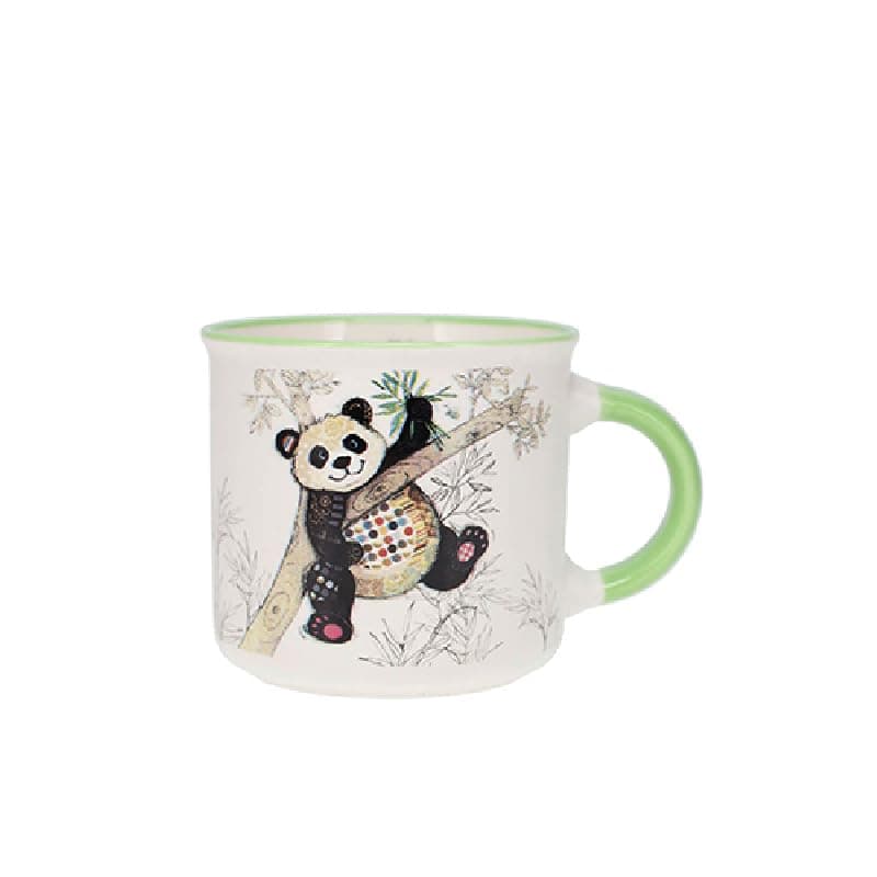 Kiub Mini Espresso Mug with Animals Panda in Bamboo Design Height 6.5 cm Fine Porcelain