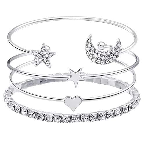 Shining Diva Fashion Latest Stylish Crystal Multilayer 3-5 pcs Set Charm Bracelets for Women and Girls