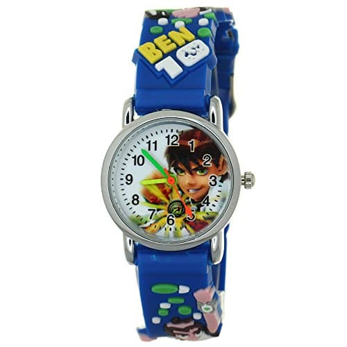 Ben 10 Ben Tennyson 3D Silicone Strap Round Case Japanese Quartz Kids Waterproof Clasp Rubber Band Arabic Numerial Dial Children Toddler Wristwatches Time Teacher Boys Girls Little Child Unisex Watch