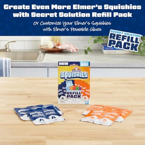 Elmer's Squishies Kids’ DIY Activity Kit, Creates 4 Mystery Characters, 24 Piece Kit, for Ages 6 and Up, Perfect for Stress Relief and Sensory Play