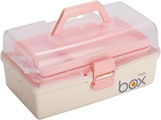 12'' Three-Layer Clear Plastic Storage Box/Tool Box, Multipurpose Organizer and Portable Handled Storage Case for Art Craft and Cosmetic (White)