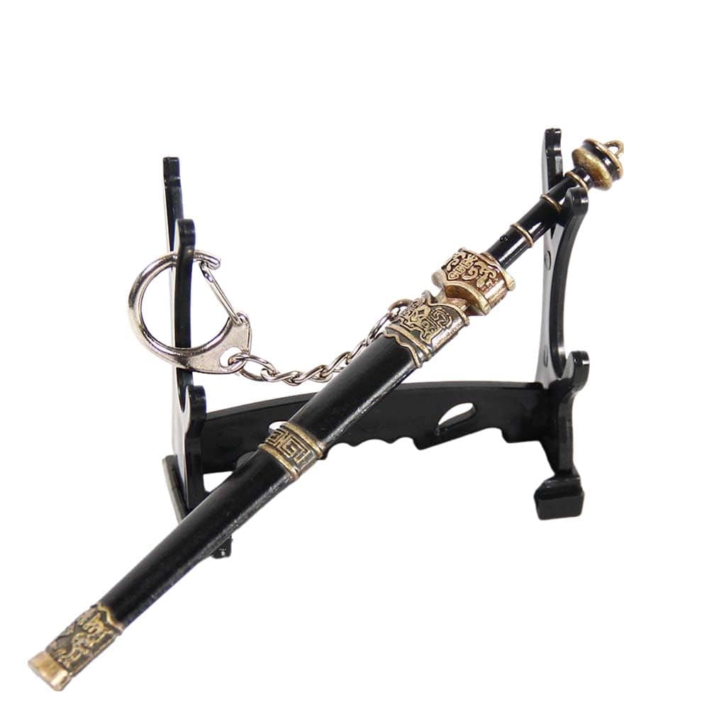 Lanxitown Mini Katana Mini Sword With Plastic Stand Samurai Sword Metal Weapon Model Toy Katana Anime Swords Keychain