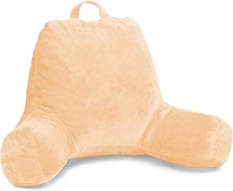 Sasttie Reading Pillow for Sitting in Bed Adult, Velvet Back Pillow for Bed Sitting Up, Backrest Back Support Chair Pillow, College Dorm Essentials for Girls and Boys, Camel