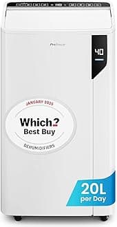 20L/Day Compressor Dehumidifier - Energy Efficient with Laundry Mode, Humidity Sensor, Carbon Air Filter for Mould, Damp & Moisture - for Home & Bedroom - WHICH? BEST BUY DEHUMIDIFER AWARD