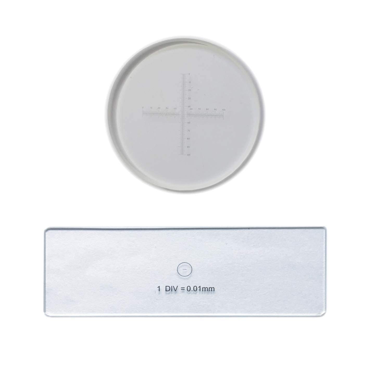 MUHWA 0.1mm High Precision Ocular Micrometer + 0.01mm Stage Micrometer Microscope Micrometer