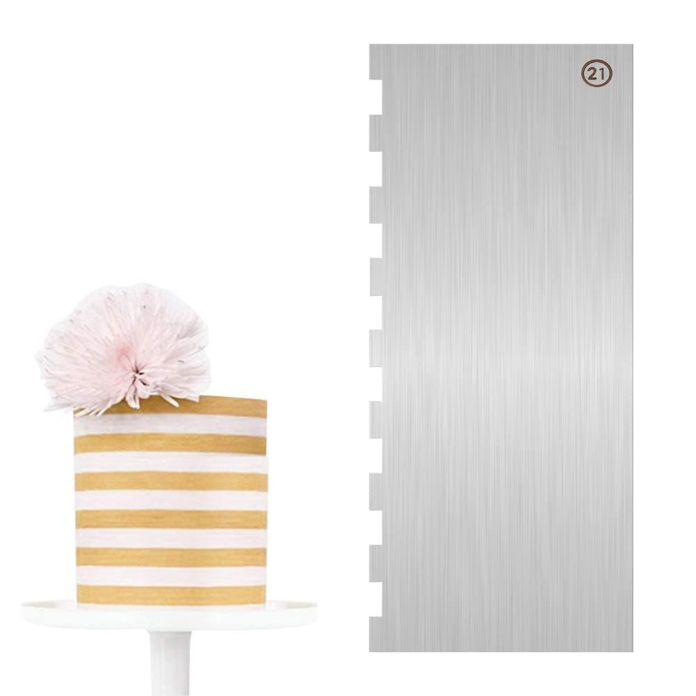 Cake Scraper Smoother Cake Decorating Supplies Kit 9 Inch Metal Bench Scraper for Baking Buttercream Smoother for Cakes Stainless Steel Frosting Cake Comb Edge Side Jagged Comb for Cream Cake