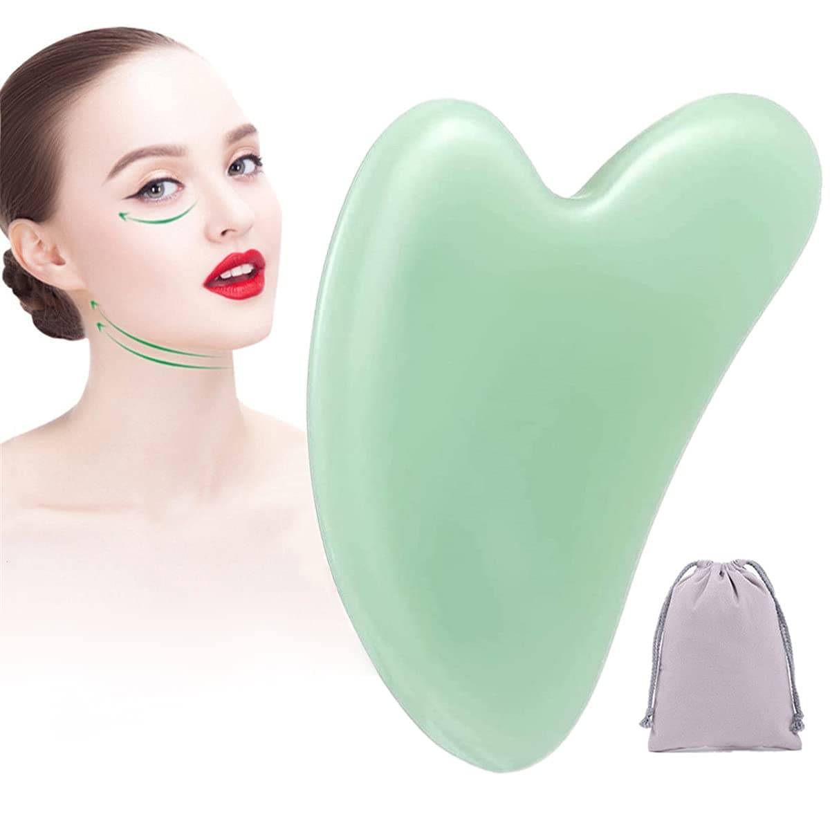 Gua Sha Massage Tool, Natural Jade Stone Face Massager, Slimming Massager, Beauty Tool Facial Gua Sha Massage Tool for Face and Body Skin Caring
