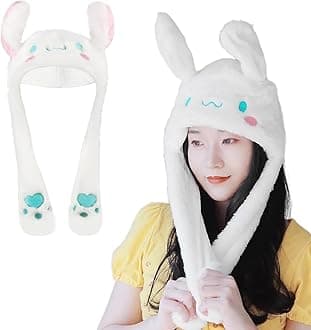 Girls Winter Hat Kawaii Sanrio Cinnamoroll Plush Warm Fun Moving Ears Design Soft Fluffy for Women