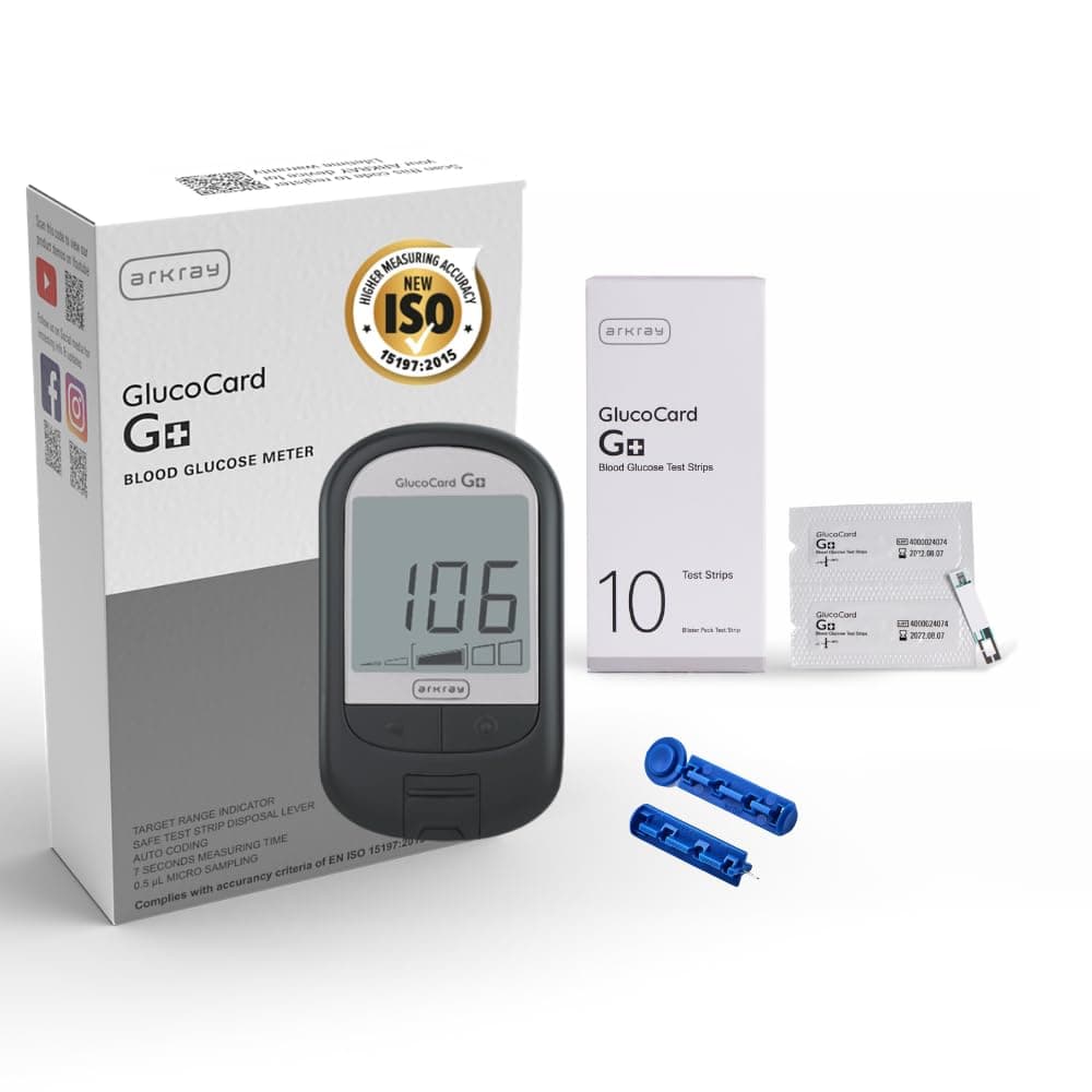 ARKRAY Glucocard G+ Blood Sugar Testing Machine | Glucometer Kit for Diabetes with 10 Sugar Test Strips Included | Accurate Sugar Level Monitor