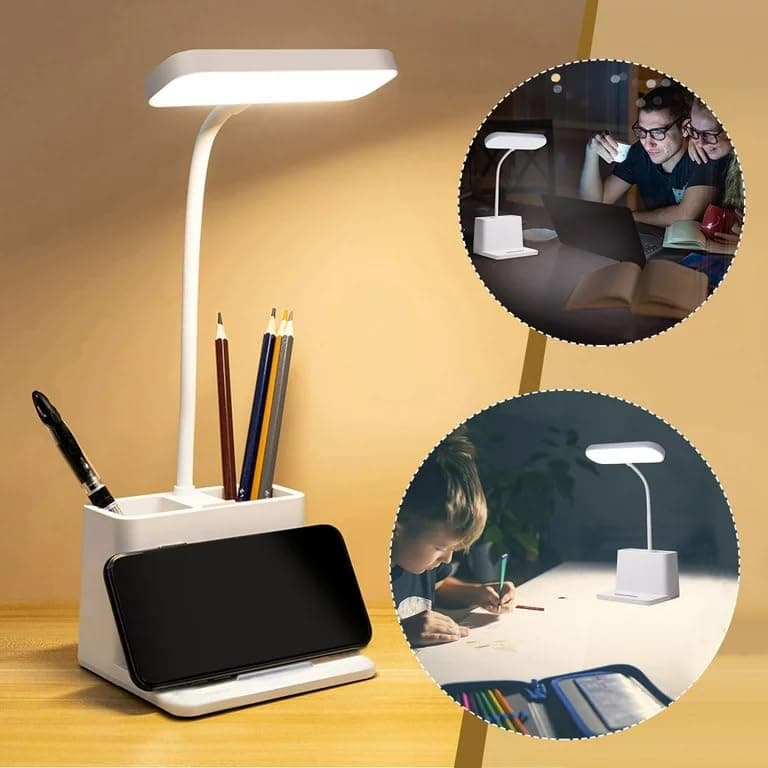 SaleOn Study Light Table Lamp Desk Light Night Light Desk Lamp Touch Lamp 3 Lighting Colors Rechargeable USB & Eye Caring - White