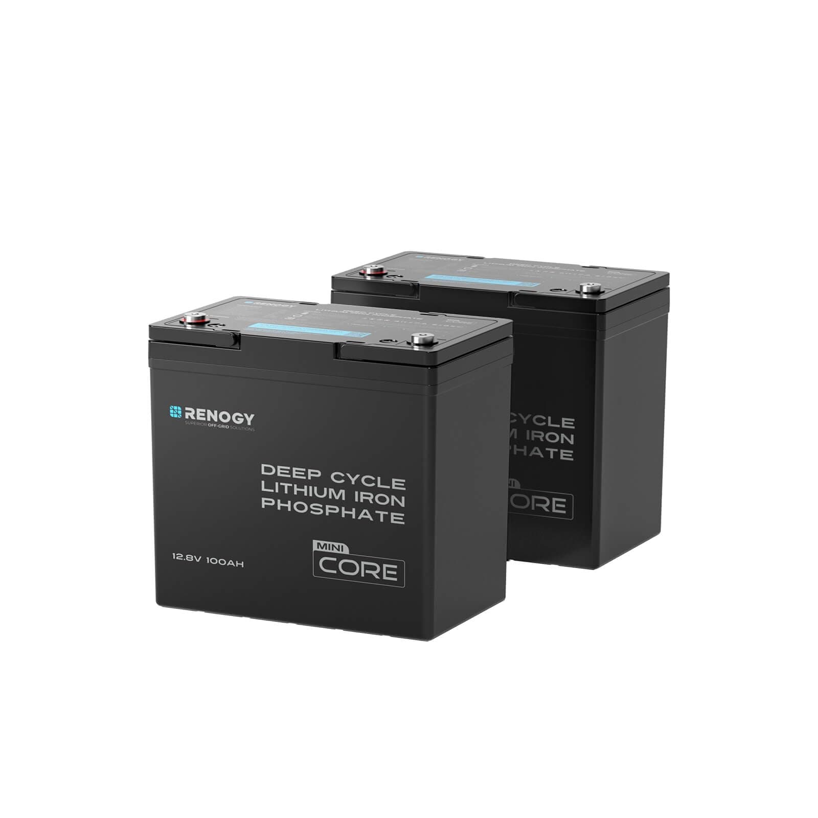 2PCS 12V 100Ah Mini Size LiFePO4 Lithium Battery, 100A BMS for Ultimate Safety, Deep Cycle Remote Monitoring, Backup for RV, Cabin, Marine, 200ah LiFePO4 Lithium Battery - Core Series