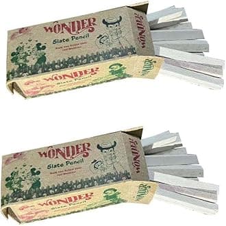 Saponharsh Natural Limestone Dust-Free Slate Chalk Pencils for Schools White Slate Pencils For Adults and Children Salati Chalk Box 2 PC