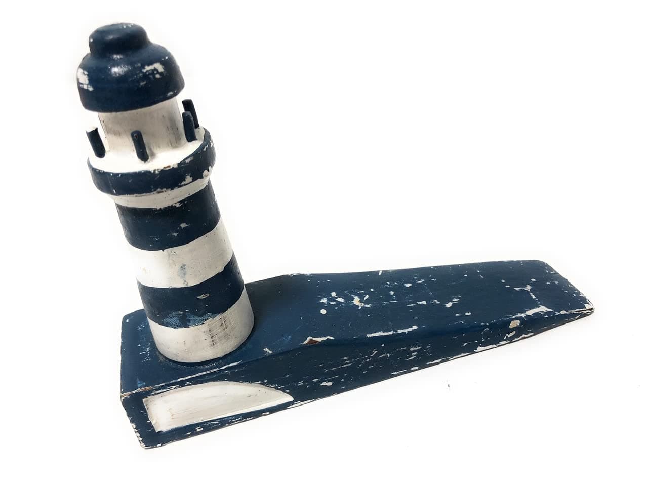 Lighthouse Door Stopper 7" - Rustic Coastal Blue | #Ort1701310b