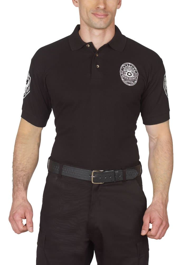Security Polo Shirt Deluxe 100% Cotton Pre-Shrunk Black with White Letters (3XL)