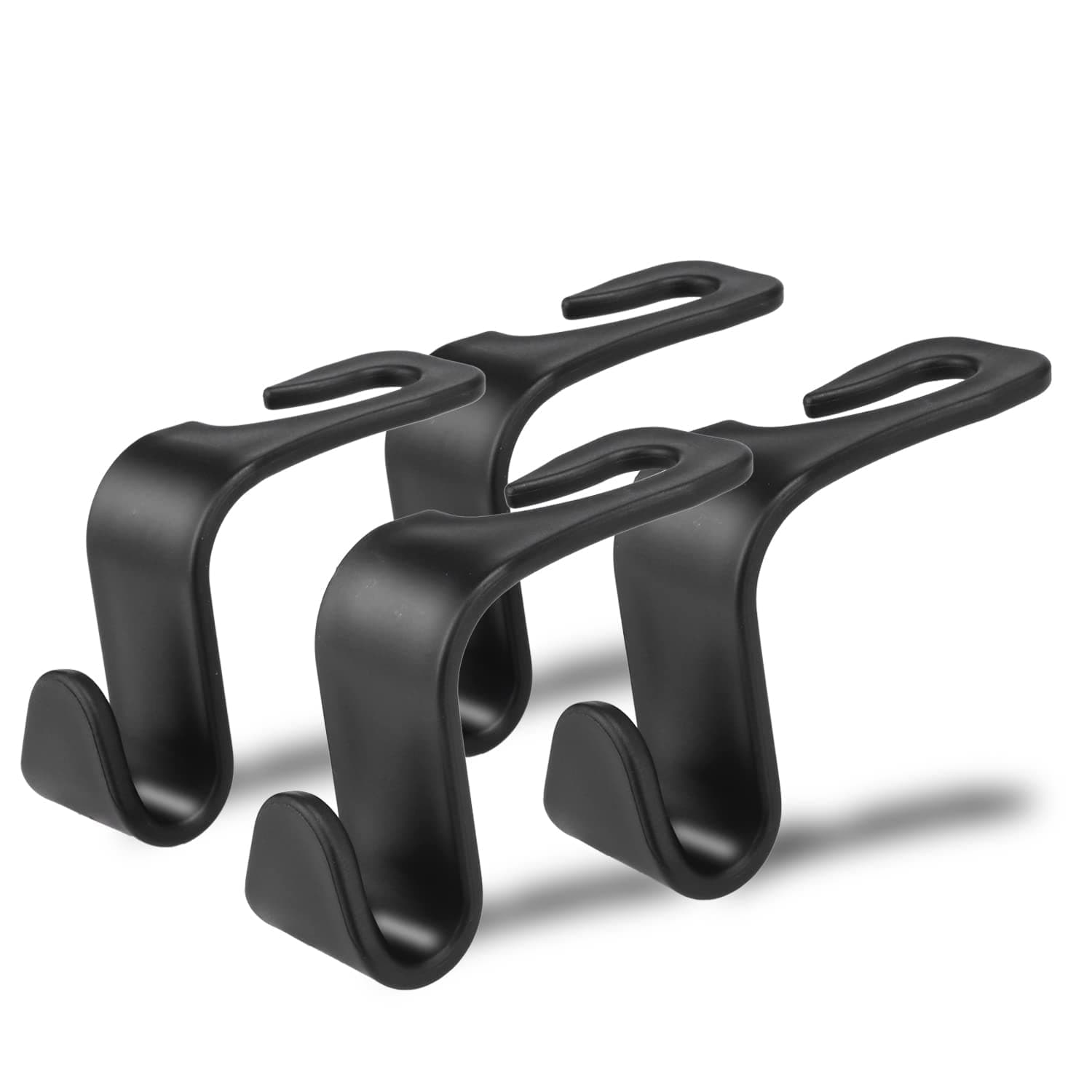 ShiYuan Car Seat Headrest Hook 4 Pack Hanger Storage Organizer Universal for Handbag Purse Coat fit Universal Vehicle Car Black S Type