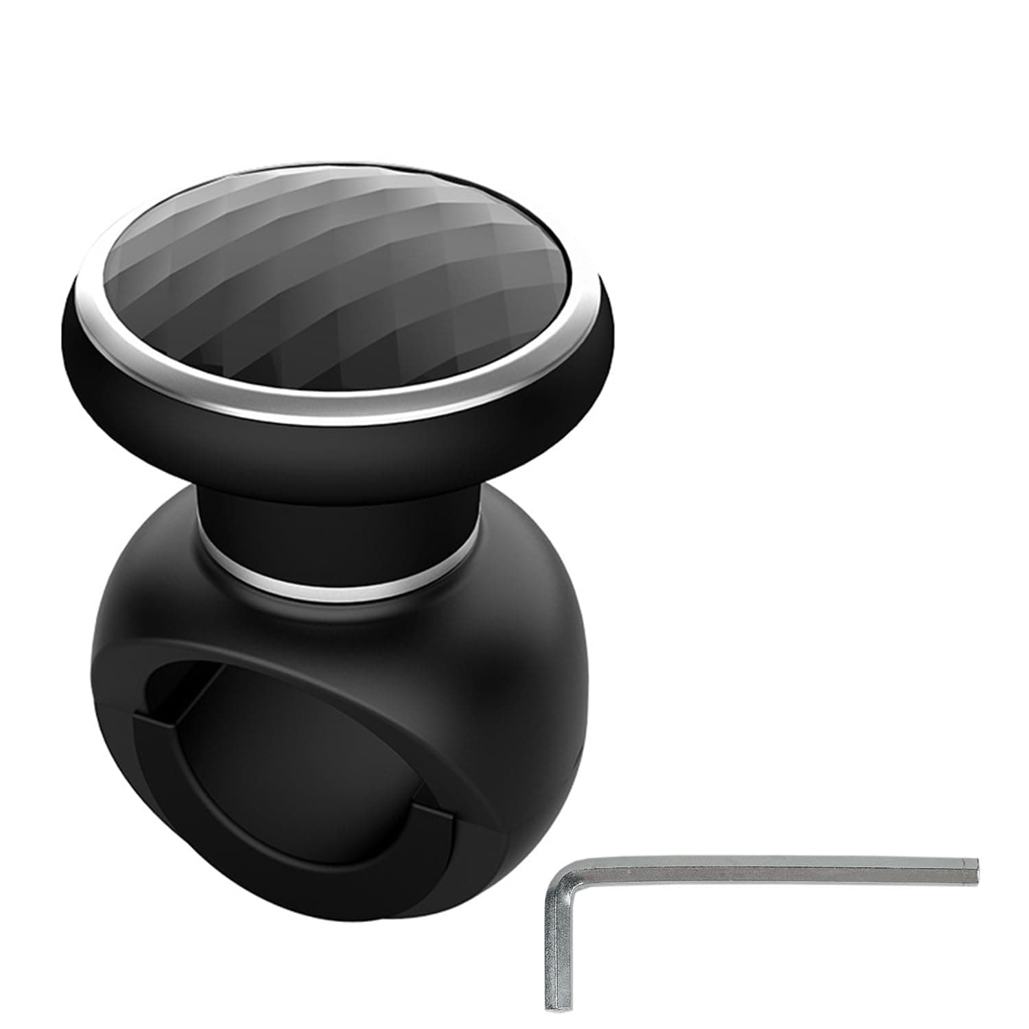 Steering Wheel Knob Spinner, Universal Non-Slip Fit, ABS & Premium Silicone Finish Suicide Knob with Metal Ball Bearing for Cars, Trucks, Boats, black