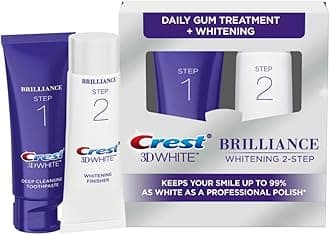 Crest 3D White Brilliance 2 Step Kit, Crest 3D White Toothpaste, Deep Clean Toothpaste (4oz) + Teeth Whitening Gel (2.3oz)