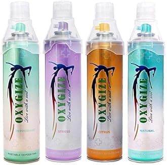 Portable Different Oxygen Can Natural, Peppermint, Stress, Citrus flavour 40L Cylinder Canister With Mask For Air Pollution, Quick Recovery, Boosting Immune System (600 Breaths Approx.)