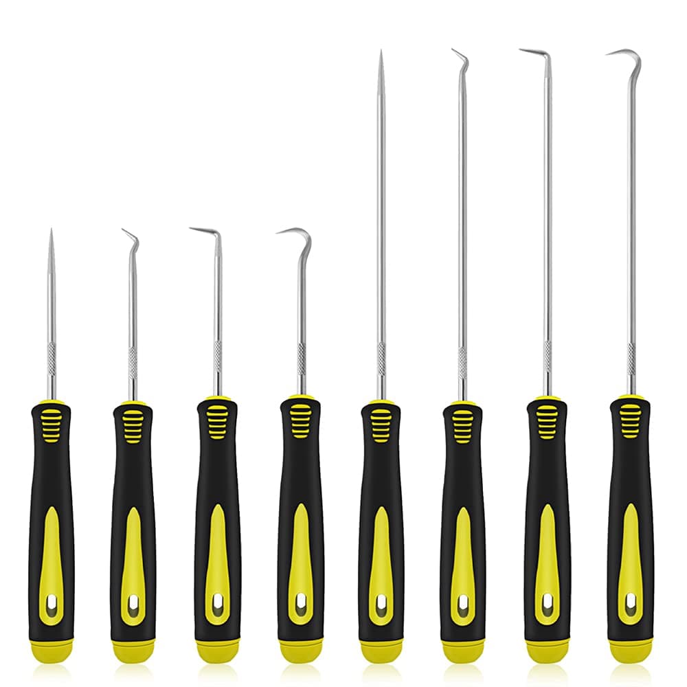 DaKuan 8 Pieces Long and Short Hook Set, Hose Removal Set, Car Tool, Oil Seal Puller, O-Ring Hook, Vacuum Hoses Trim, Joint Ring Removal