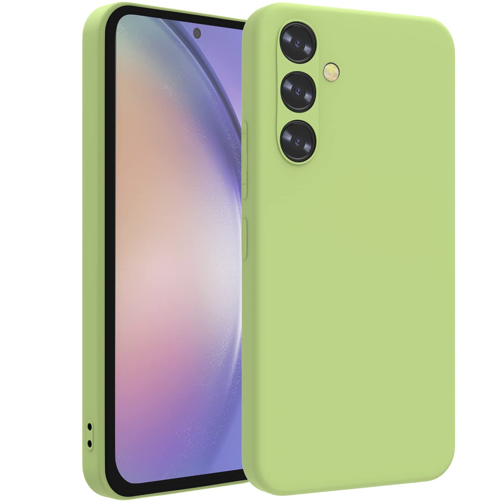 Liquid TPU Silicone Case for Samsung Galaxy A54 5G Case, Individual Protection for Each Lens, Gel Rubber Shockproof Cover with Soft Microfiber Cloth Cushion for Samsugn Galaxy A54 - Green