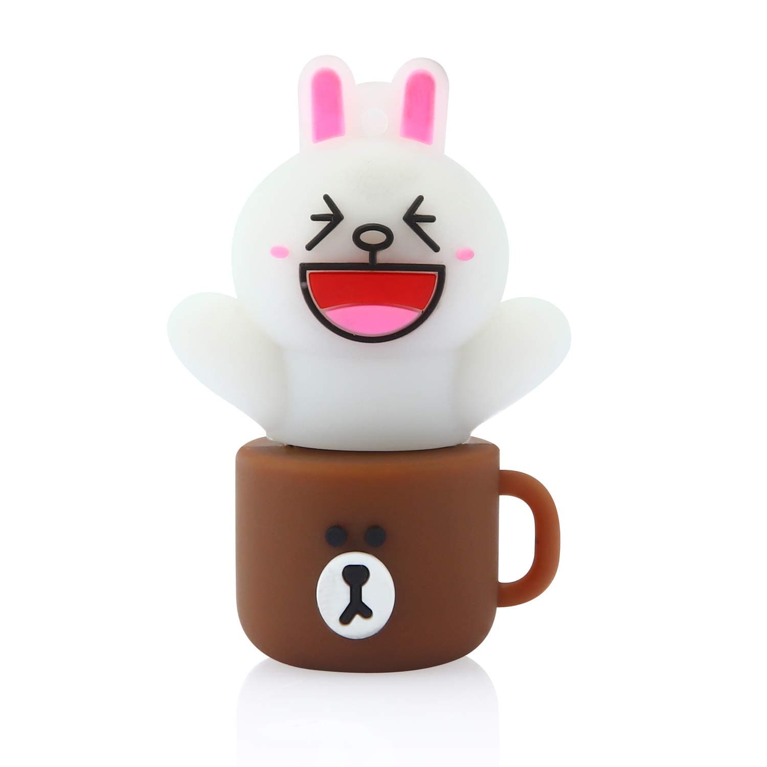 Novelty Happy Rabbit Bear Cup Shape Design 32GB USB 2.0 Flash Drive Cute Memory Stick Stitch Thumb Drive Data Storage Pendrive Cartoon Jump Drive Gift