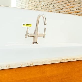 Sara Prints Caution Hot Water Stickers Self adhesive Waterproof Vinyl Sticker 150mmx50mm V1184