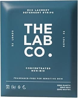 The Lab Co. Laundry Detergent Strips Washing Sheets | Eco Ultra-Concentrated | Non-Bio for Sensitive Skin | Non-Toxic | EDC-Free | Lab-Tested | Fragrance Free Unscented Odourless | 32 Loads