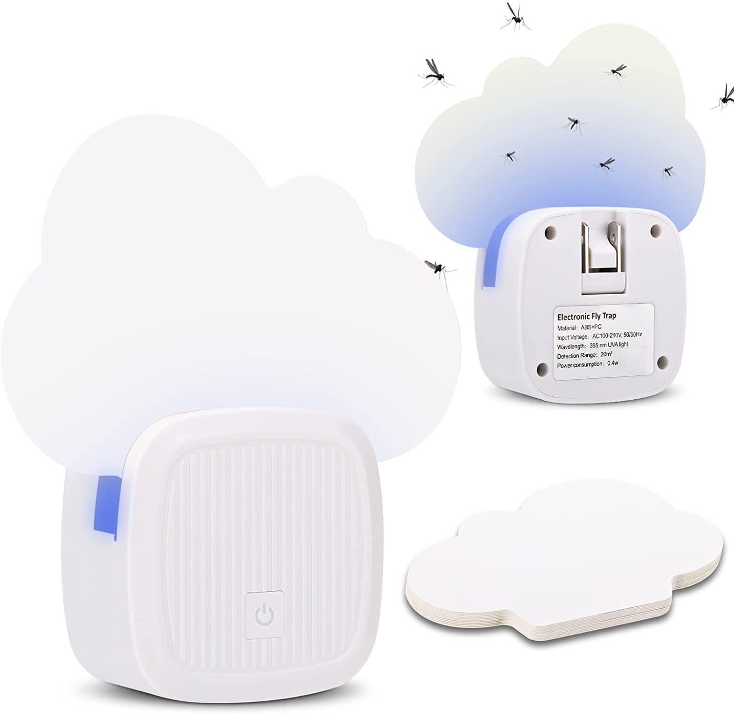 [2-Pack] Fly Insect Trap Indoor Gnat Moth Catcher Plug-in Mosquito Killer Fly Insect Tapper with Night Light UV Attractant Catcher for Home Office White