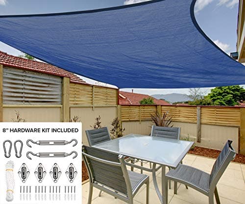 10'x13' Rectangle Sun Shade Sail Canopy in Stone Grey - Durable Outdoor Patio Cover Pergola Awning - Heavy Duty 8 inch Stainless Steel Hardware Kit (10'x13' Rectangle, Stone Grey)
