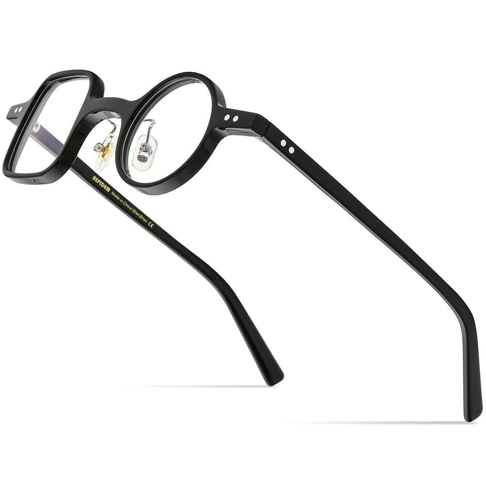 HEPIDEM Acetate Glasses Frame Men,Left Square Right Round Vintage Retro Optical Eyeglasses
