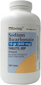 Rising Pharma - Sodium Bicarbonate 650mg - Antacid Used for Acid Indigestion, Heartburn, Sour Stomach Stomach Upset - 1000 Tablets