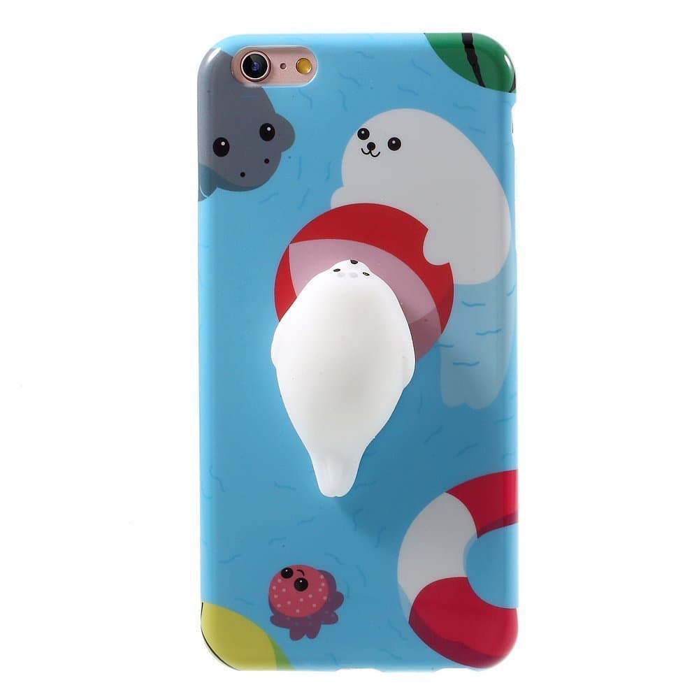 Squishy Phone Case for iPhone 6 / 6s TPU Bumper Squishy Cat Cell Phone Case Kawaii Squishies Premium Super Soft Silicone with Microfiber Cloth for Cleaning (Baby Seal)