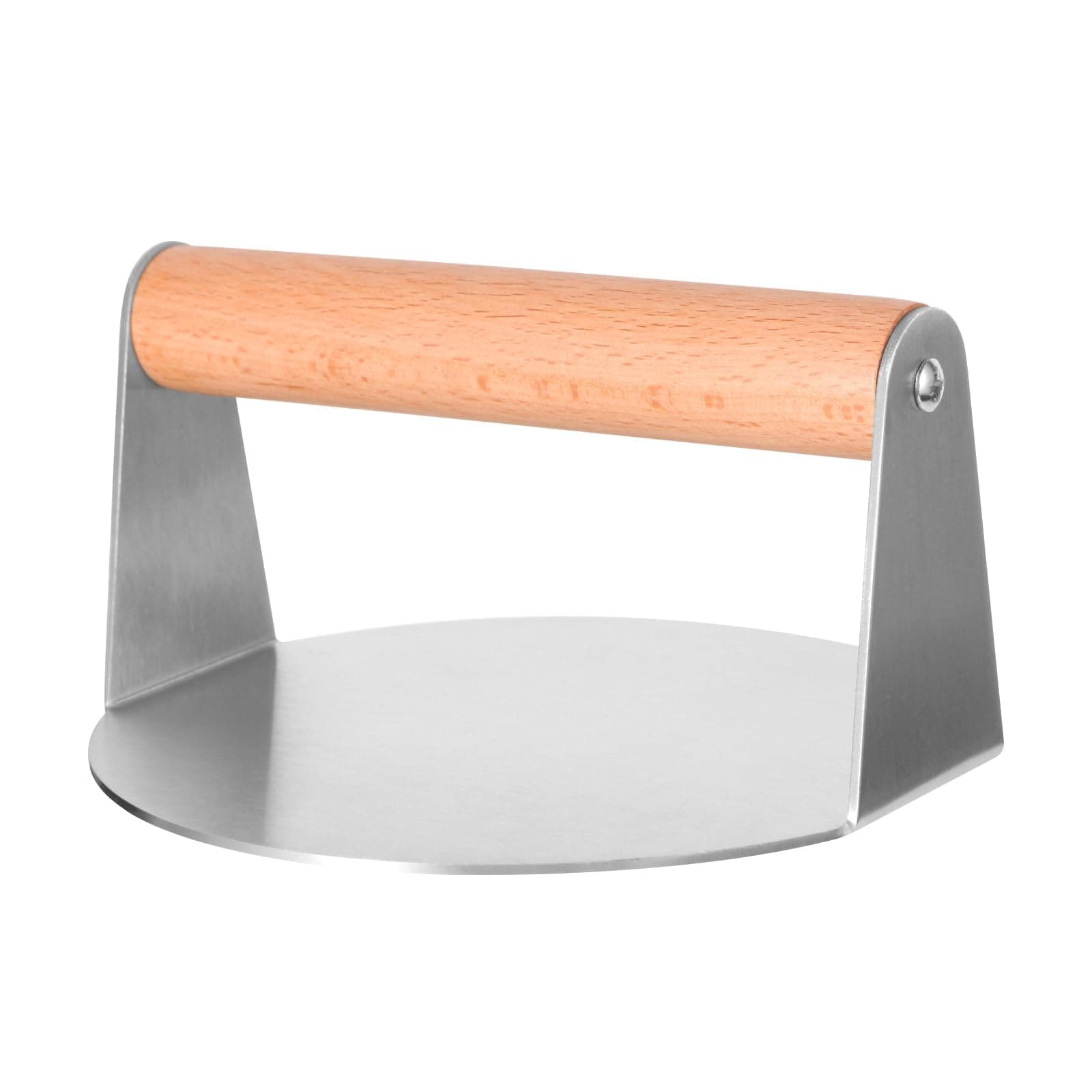 Benting Stainless Steel Burger Press - 5.5" Round Type Smash Burger Press with Stainless Handle - Ideal Grill Accessories for Perfectly Cooked Burgers - Rust-Resistant (Wooden Handle)