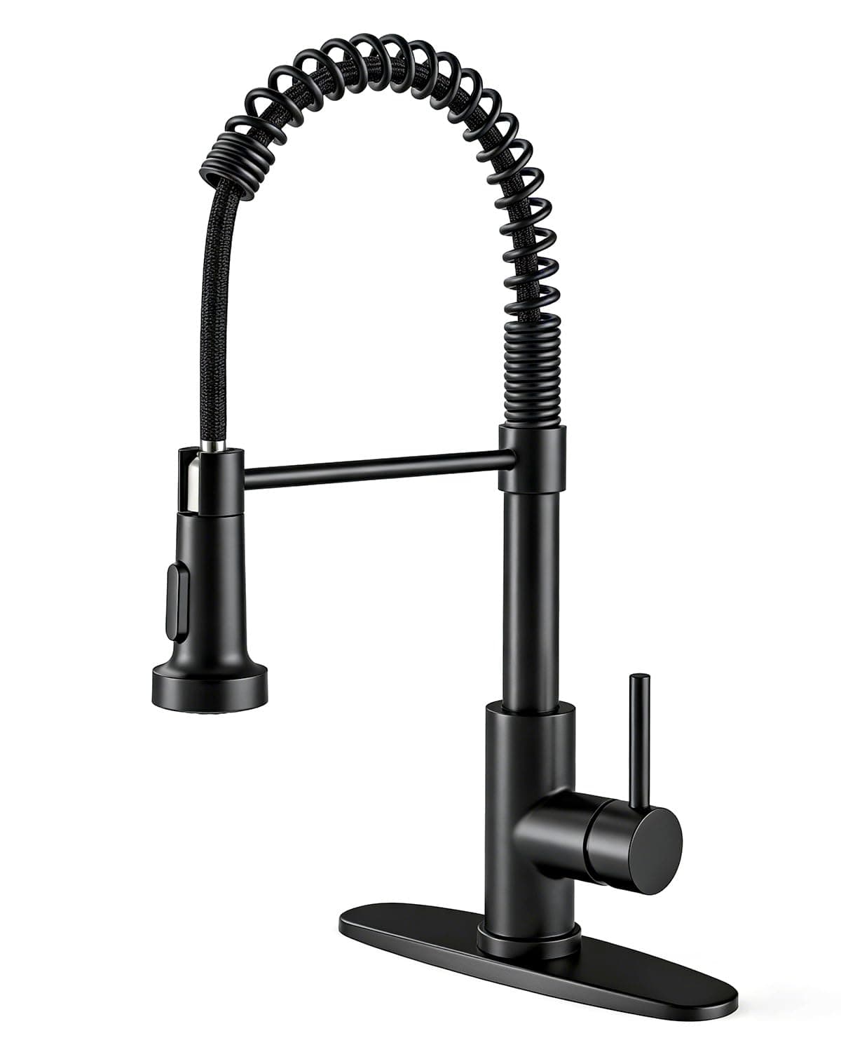 OWOFAN Black Kitchen Faucet with Pull Down Sprayer Stainless Steel Commercial Single Handle Classic Spring Pull Out Kitchen Sink Faucet for Pot Filler Farmhouse Camper Bar Laundry Room 866080R