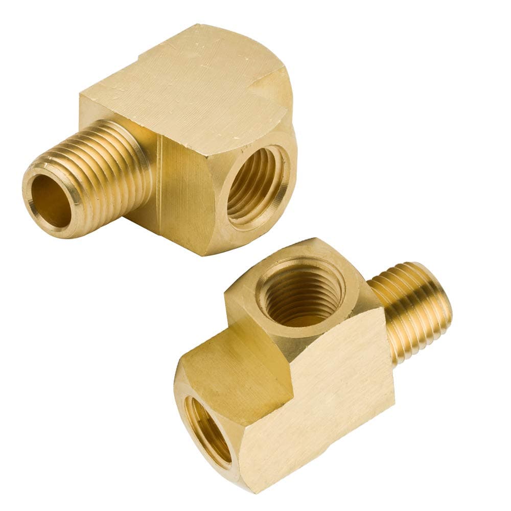Legines Brass Pipe Fitting, Street Tee, 3/8" NPT Female x 3/8" NPT Male x 3/8" NPT Female, Barstock Male Run Tee (Pack of 2)