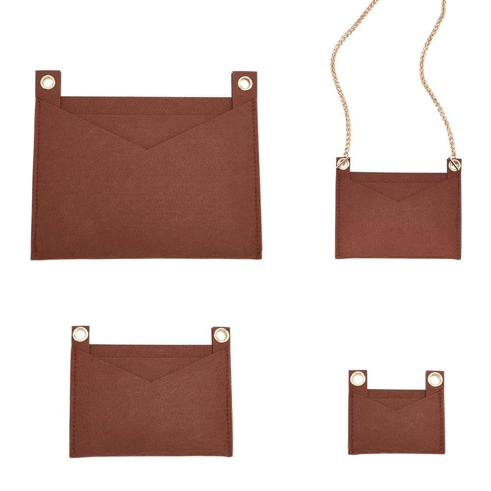 WADORNWADORN 3 Sizes Purse Oganizer Insert, Felt Handbag Insert Liner with Eyelet Pouch Purse Clutch Crossbody Conversion Inside Storage Envelope Bag Pochette Accessories for Clutch Pochettes(No Chain)