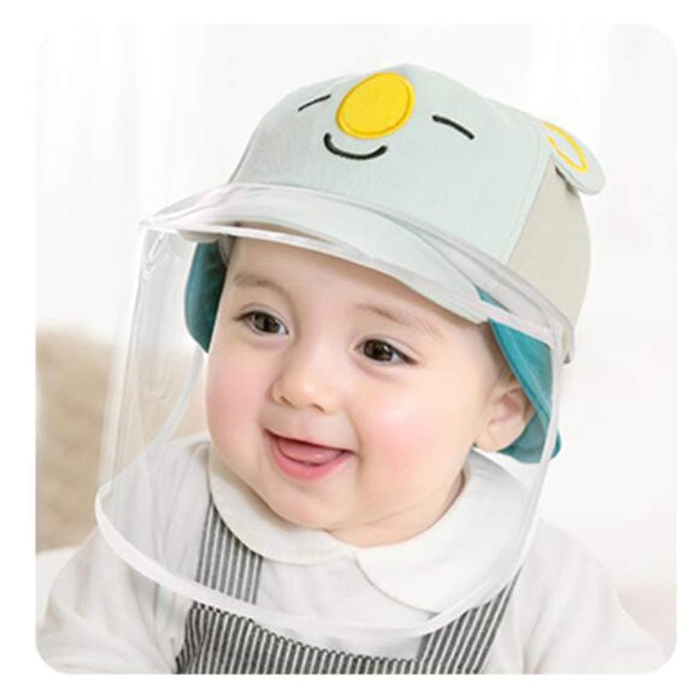 OUPAI Safety Face Hat Protective Hat Cover, for 0-2 Years Kids Toddler Baby Anti Spitting Anti-Dust Protective Hat Face Shield Removable Face Cover, Fisherman Sun Hat