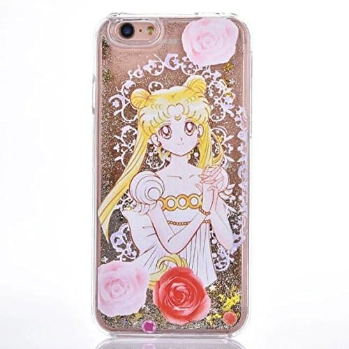 iphone 5/5S Liquid Case,Beautiful Girl Print Flowing Liquid Floating Luxury Bling Glitter Sparkle Stars Hard Case for Apple iphone 5/5S (Gold)