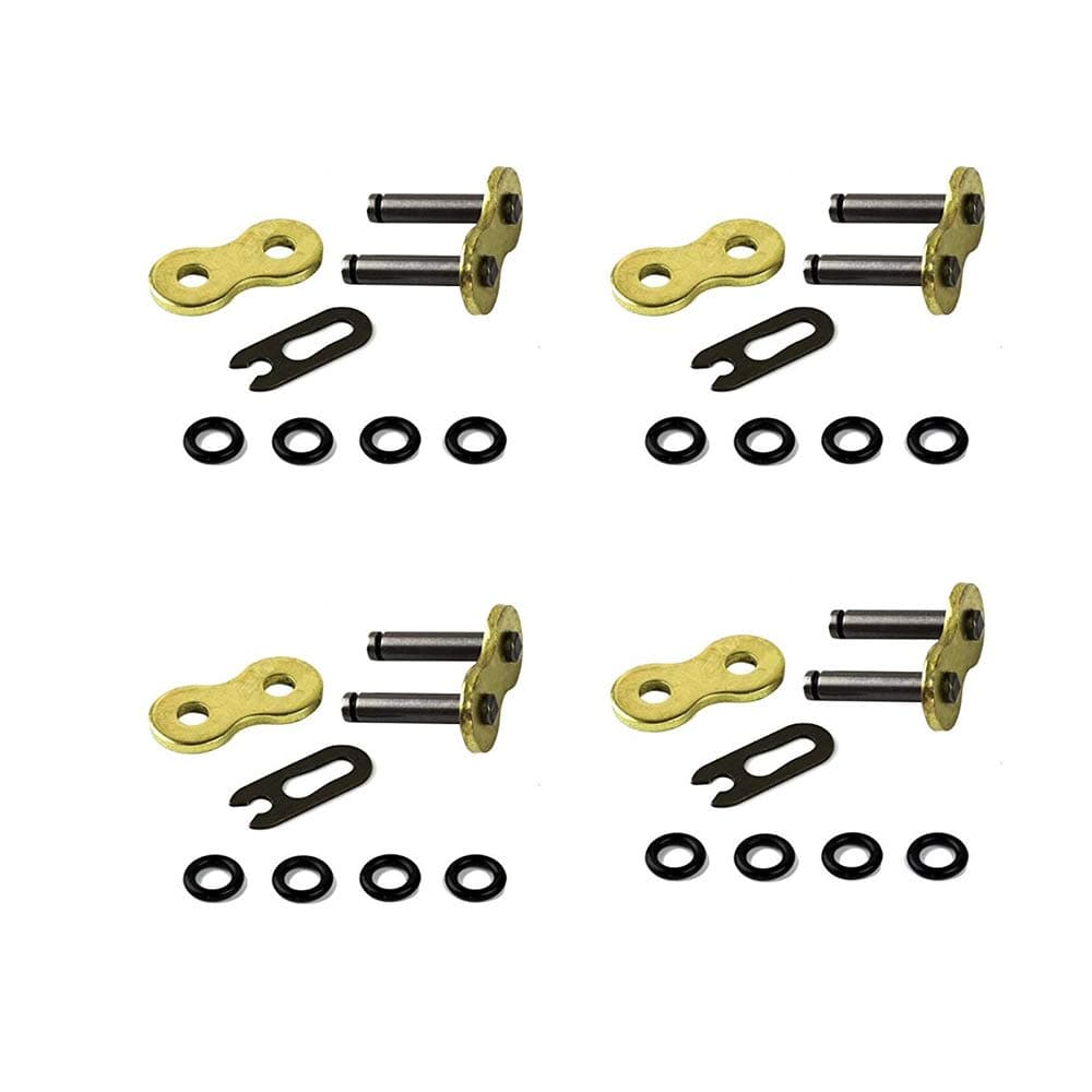 4 Pieces Gold 520 Motorcycle Chain O-Ring Connecting Link, Clip Type, Japan Technology,Wear Resistant