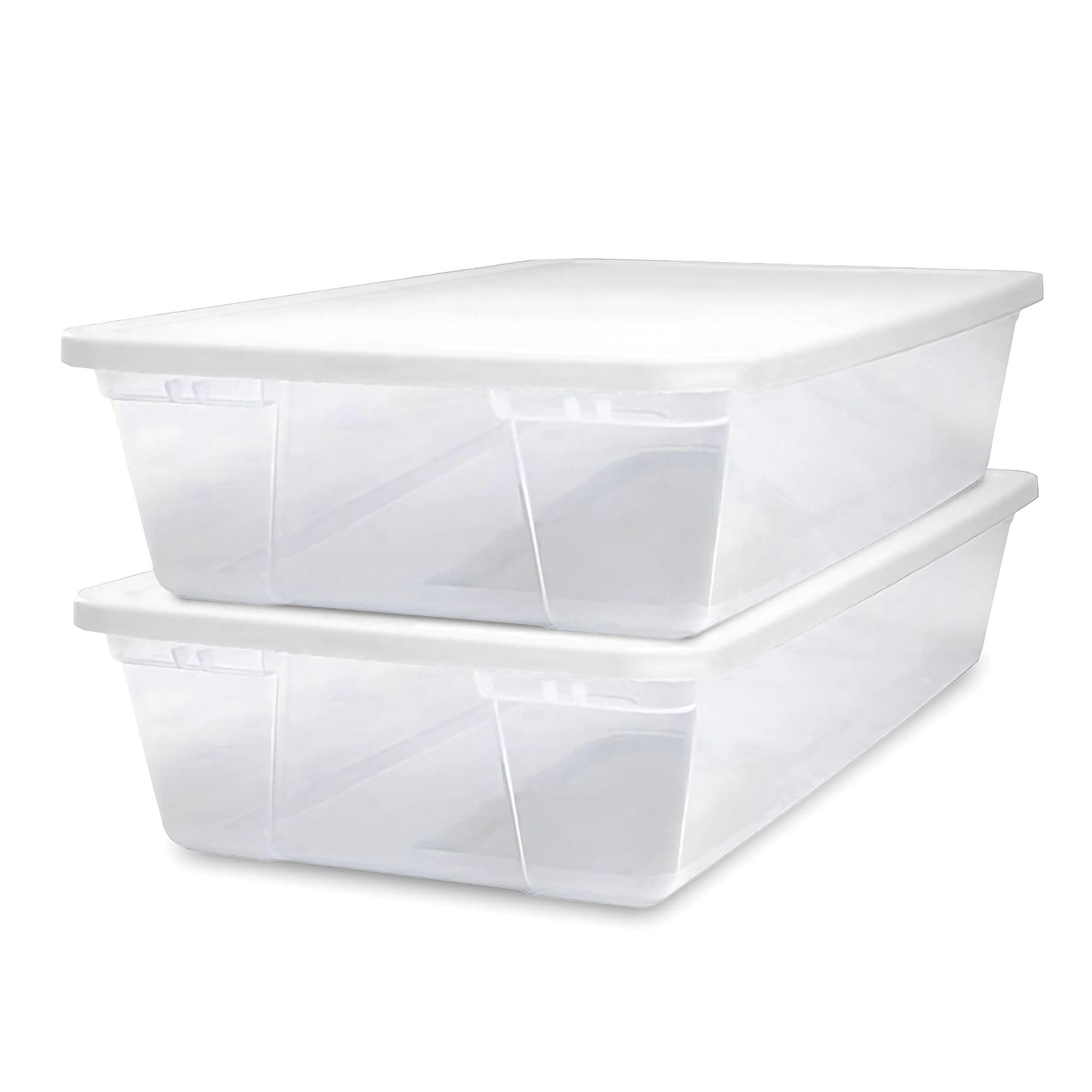HOMZ Clear Storage Bin with Lid, White, 2 Pack