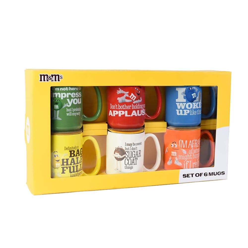 M&M’S Character Quote Mugs Gift Set of 6, Colorful Coffee or Tea Mugs, Fun Coffee Gift Set or Unique Birthday Gift