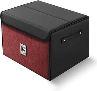 Foldable Car Trunk Organizer for Rolls-Royce Cullinan/Cullinan Black Badge 2015-2025, Large Capacity Multi Functional with Removable Partitions Car Storage Box,Small-WineRed
