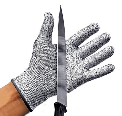 No Cut Gloves | Strong Elastic 1 Pair of Small Size Gray Level 5 Cut Protection Gloves | Washable Anti Bacterial Anti Dust Food Grade HPPE Fabric for Kitchen Garden Work (M)