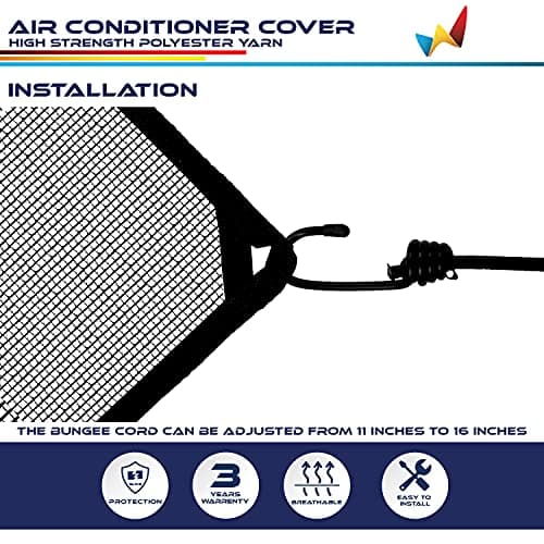 Windscreen4less 32"x32" A/C Unit Mesh Cover Air Conditioner Compressor Condenser Cover with Bungee Cords for Outside