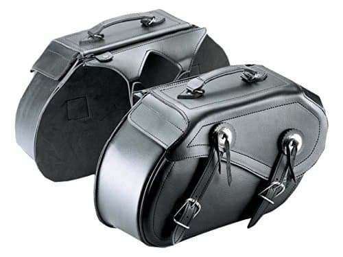 Cruizer bor-2099 Pair Bags Leather Moto Universal Side, Custom Guzzi Harley Davidson Saddlebags, Black, 42 x 25 x 15 cm