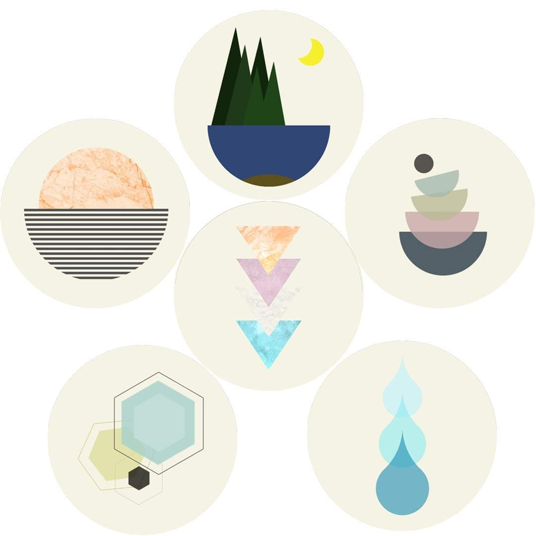 Gedo Modern Art Design Coasters – Complete Set of 6 Coasters – Elegant Design, Absorbent Stone, Perfect Size, Cork Bottom, Furniture Protection, a Must-Have Gift!